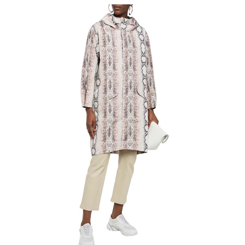 NEW Maje Oversized Snake Print Shell Hooded Lightweight Coat Jacket One Size